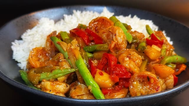 Mango Ginger Stir Fried Shrimp